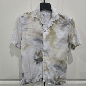 Zara Men's Artistic Short Sleeve Shirt